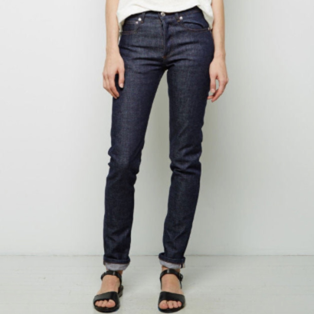 NWT Great A.P.C. APC Petit Standard red selvedge denim jeans 26 Small